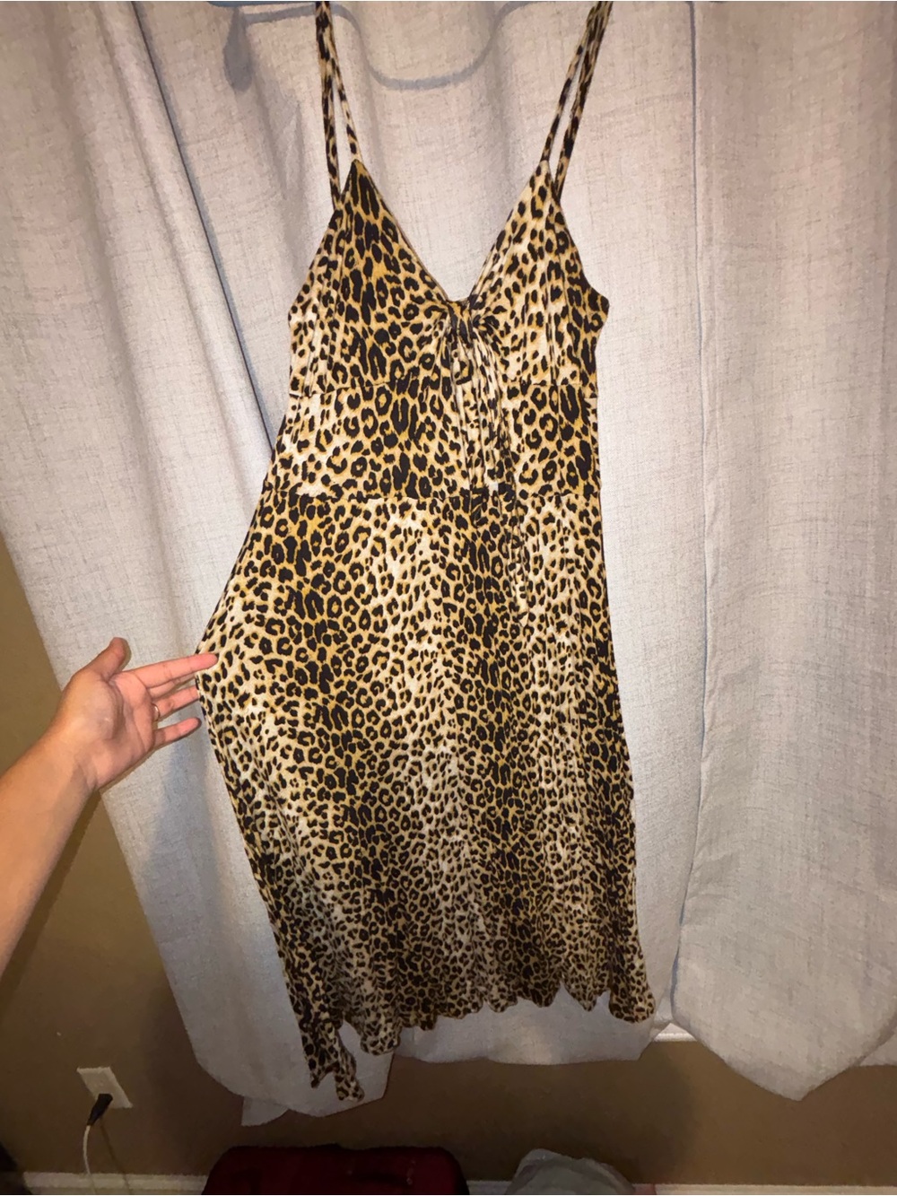 Leopard Print Slip Dress - Tan/Black